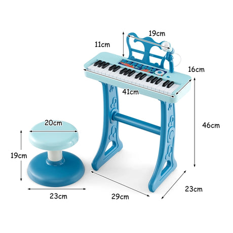 Kids Piano Keyboard 37-Key Kids Toy Keyboard Piano with Microphone for 3+ Kids-Blue