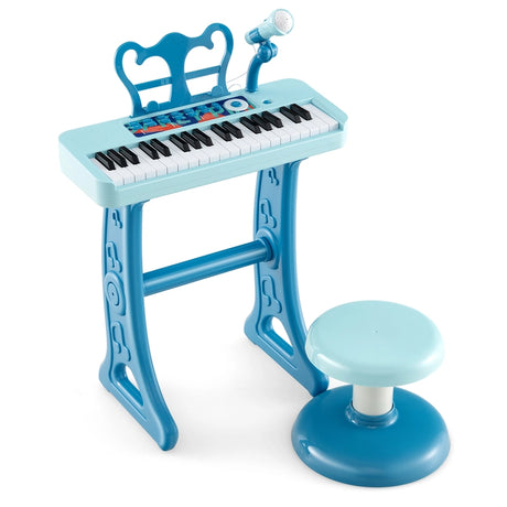 Kids Piano Keyboard 37-Key Kids Toy Keyboard Piano with Microphone for 3+ Kids-Blue