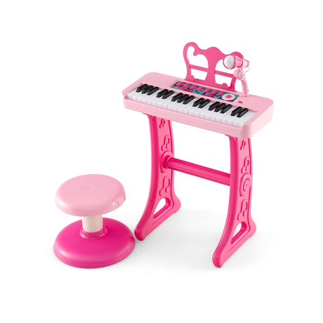 Kids Piano Keyboard 37-Key Kids Toy Keyboard Piano with Microphone for 3+ Kids-Pink