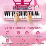 Kids Piano Keyboard 37-Key Kids Toy Keyboard Piano with Microphone for 3+ Kids-Pink