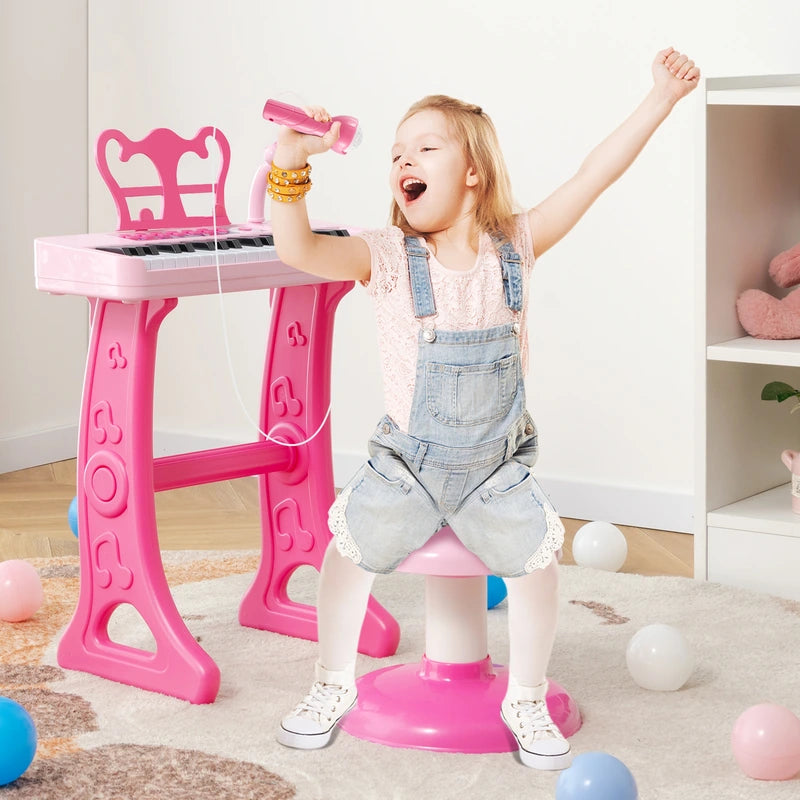 Kids Piano Keyboard 37-Key Kids Toy Keyboard Piano with Microphone for 3+ Kids-Pink