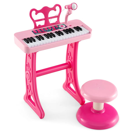 Kids Piano Keyboard 37-Key Kids Toy Keyboard Piano with Microphone for 3+ Kids-Pink