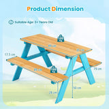 Children Outdoor Wooden Table with Bench Seats for Indoor and Outdoor Use-Natural