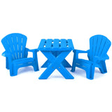 3-Piece Plastic Children Table Chair Set-Blue