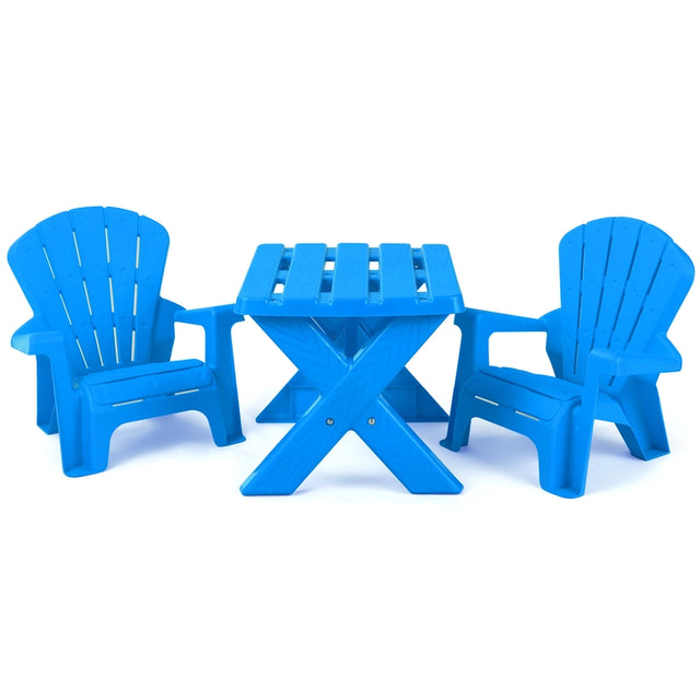 3-Piece Plastic Children Table Chair Set-Blue