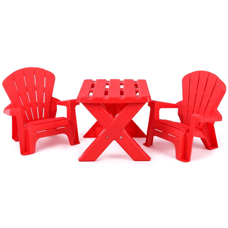 3-Piece Plastic Children Play Table Chair Set-Red
