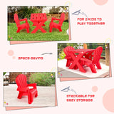 3-Piece Plastic Children Play Table Chair Set-Red