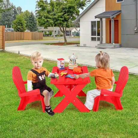 3-Piece Plastic Children Play Table Chair Set-Red