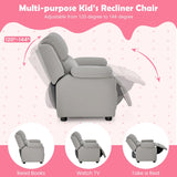 Kids Recliner Chair with Adjustable Backrest and Footrest-Light Grey