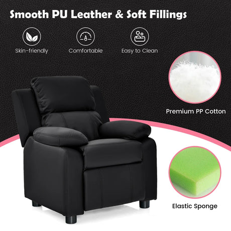 Kids Recliner Chair with Adjustable Backrest and Footrest-Black