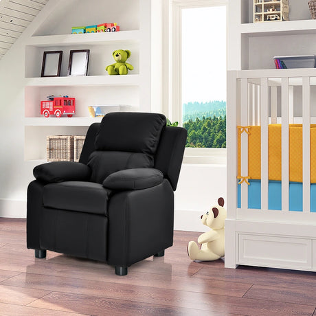 Kids Recliner Chair with Adjustable Backrest and Footrest-Black