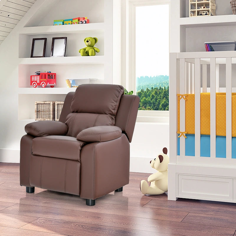 Kids Recliner Chair with Adjustable Backrest and Footrest-Coffee