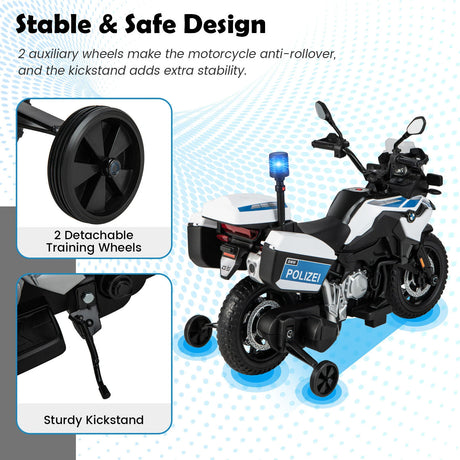 12V BMW Licensed Kids Ride-on Police Motorcycle-White