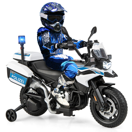 12V BMW Licensed Kids Ride-on Police Motorcycle-White