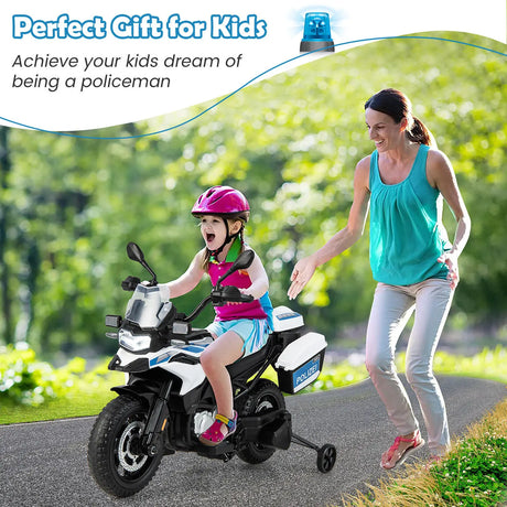 12V BMW Licensed Kids Ride-on Police Motorcycle-White