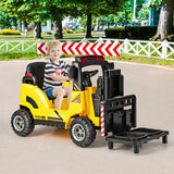 12V Kids Ride-on Forklift with Detachable Lift Pallet-Yellow