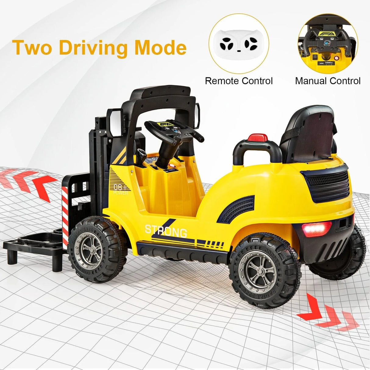 12V Kids Ride-on Forklift with Detachable Lift Pallet-Yellow