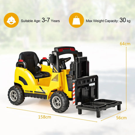 12V Kids Ride-on Forklift with Detachable Lift Pallet-Yellow