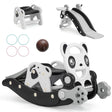 Kids Rocking Horse and Slide Set with Basketball and Ring Game