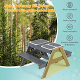 4-in-1 Kids Activity Table with 3 Removable Bins and Lids for Backyard Garden Patio-Grey