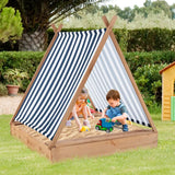 Wooden Kids Sandbox with Canopy and Tent Design