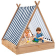 Wooden Kids Sandbox with Canopy and Tent Design