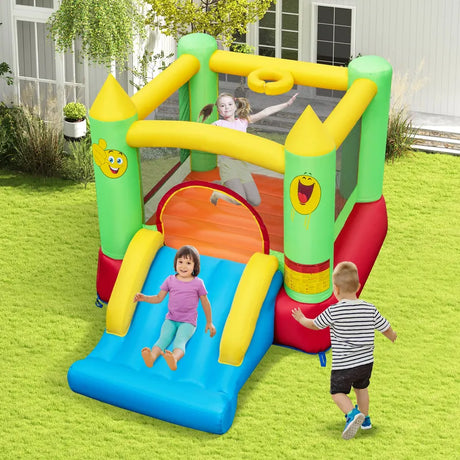 Inflatable Bounce House Kids Blow-up Bouncer with Slide without Blower