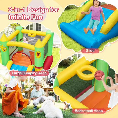 Inflatable Bounce House Kids Blow-up Bouncer with Slide without Blower