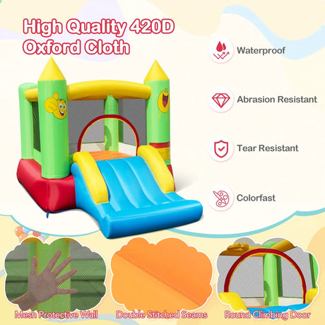 Inflatable Bounce House Kids Blow-up Bouncer with Slide without Blower