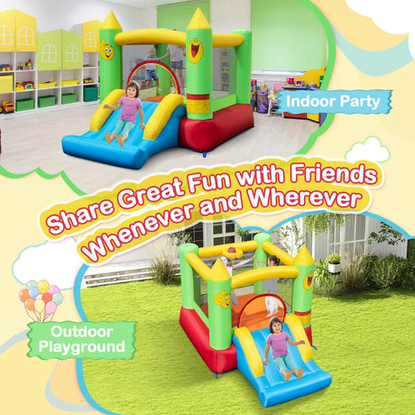 Inflatable Bounce House Kids Blow-up Bouncer with Slide without Blower