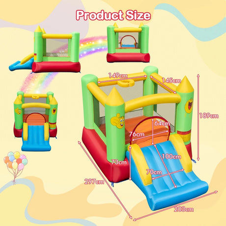 Inflatable Bounce House Kids Blow-up Bouncer with Slide without Blower