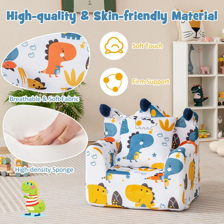 Kids Sofa Chair Foam Filled Armchair with  Extra Padded Pillow-Orange