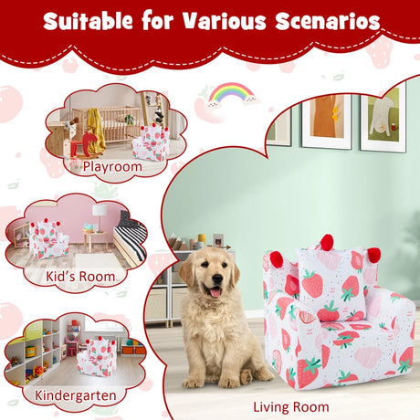 Kids Sofa Chair Foam Filled Armchair with  Extra Padded Pillow-Pink