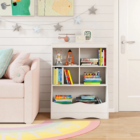 Kids Storage Shelf Home Toy Storage Organizer with 5 Cubes-White