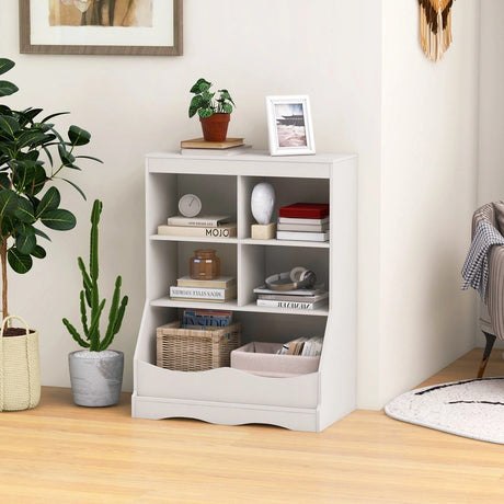 Kids Storage Shelf Home Toy Storage Organizer with 5 Cubes-White