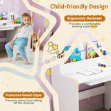 Kids Study Desk and Chair Set Children Study Table with Open Shelves-White