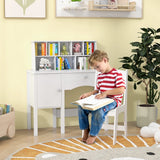 Kids Study Desk and Chair Set with Chair Hutch and Storage Cabinet for 3+ Years Old-White