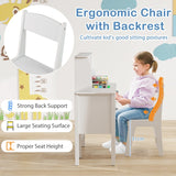 Kids Study Desk and Chair Set with Chair Hutch and Storage Cabinet for 3+ Years Old-White