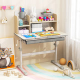 Height Adjustable Kids Study Desk with Tilt Desktop for 3-12 Years Old-Gray