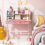 Height Adjustable Kids Study Desk with Tilt Desktop for 3-12 Years Old-Pink