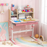 Height Adjustable Kids Study Desk with Tilt Desktop for 3-12 Years Old-Pink