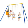 Metal Swing Set for Backyard with 2 Swing Seats and 2 Glider Seats-Blue