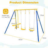 Metal Swing Set for Backyard with 2 Swing Seats and 2 Glider Seats-Blue