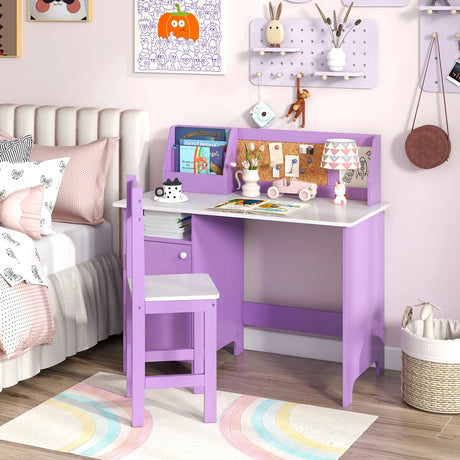 Kids Table and Chair Set for Arts, Crafts, Homework, Home School-Purple