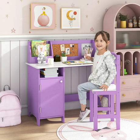 Kids Table and Chair Set for Arts, Crafts, Homework, Home School-Purple