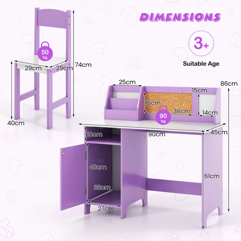 Kids Table and Chair Set for Arts, Crafts, Homework, Home School-Purple
