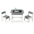 Kid's Table and Chairs Set with Double-sized Tabletop-Gray