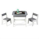 Kid's Table and Chairs Set with Double-sized Tabletop-Gray