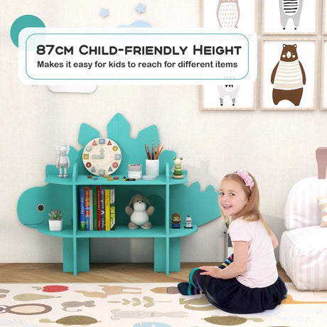 Kids Bookcase Shelf Toy Storage Organizer with Open Storage Shelves-Dinosaur