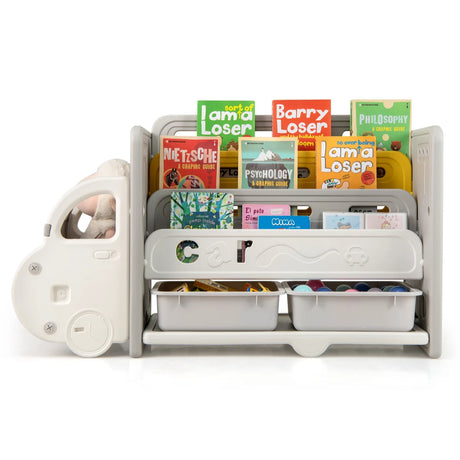 Kids Toy Storage and Bookshelf Car Themed Toy Storage Cabinet